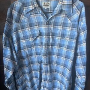 Ely Cattleman Blue and White Plaid Shirt
